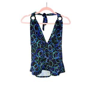 Y2K Halter Top Tankini Women's Size 18 Circle Pattern Princess Diaries Vacation